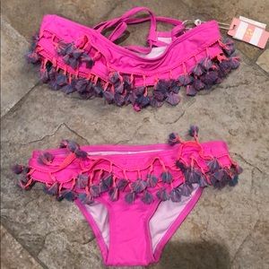 NWT PilyQ girls pink bikini, size 10